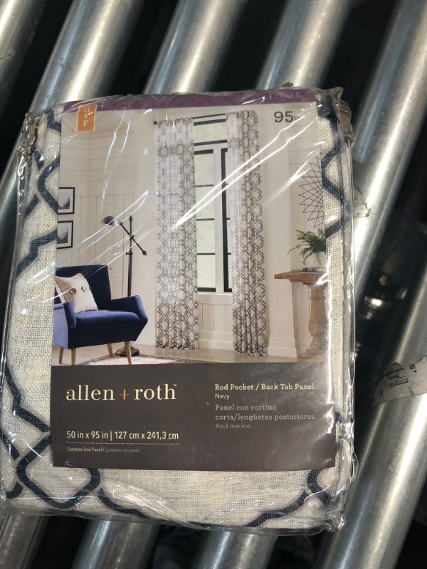 Photo 2 of *****STOCK IMAGE FOR SAMPLE*****
ALLEN ROTH ROD POCKET CURTAIN PANEL 50" X 95" NAVY *1 Panel*