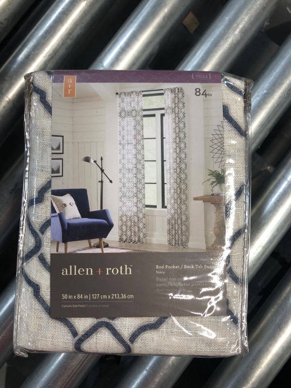 Photo 2 of *****STOCK IMAGE FOR SAMPLE*****
ALLEN ROTH ROD POCKET CURTAIN PANEL 50" X 95" NAVY *1 Panel*