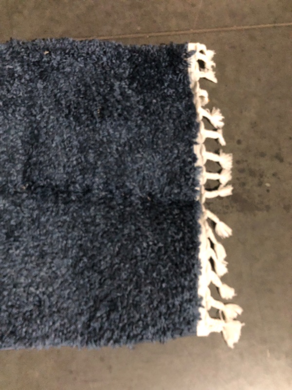 Photo 3 of ***CREASED DOWN MIDDLE*FIBERS HAVE SEPARATED***
BELLEZA Plush Shag Runner Rug, 2' 6" x 6', Blue 