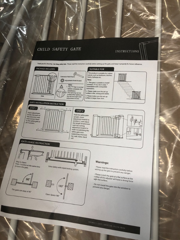 Photo 3 of **FOR PARTS ONLY - NON REFUNDABLE**Baby Gate - 40'' Extra Tall and 30''-37'' Adjustable Width Pet Gate for Stairs 