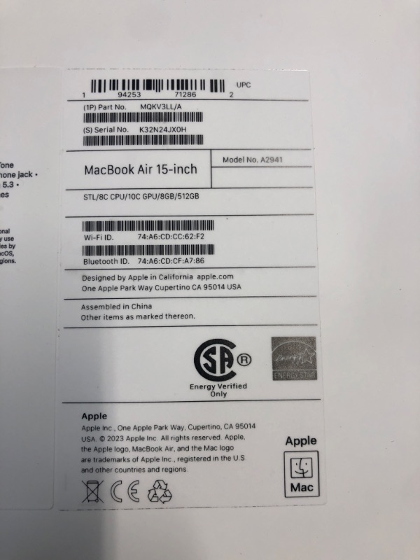 Photo 2 of **Factory Sealed**Apple 2023 MacBook Air Laptop with M2 chip: 15.3-inch Liquid Retina Display, 8GB Unified Memory, 512GB SSD Storage, 1080p FaceTime HD Camera, Touch ID.