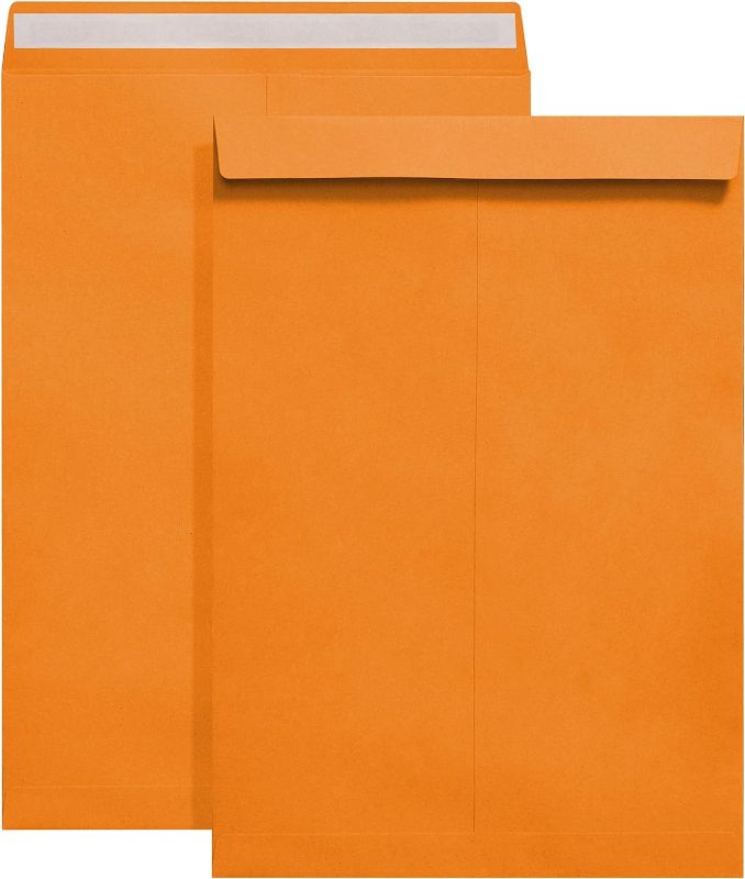 Photo 1 of  9" x 12" Orange Self-Seal Catalog Envelopes Anti Tear 