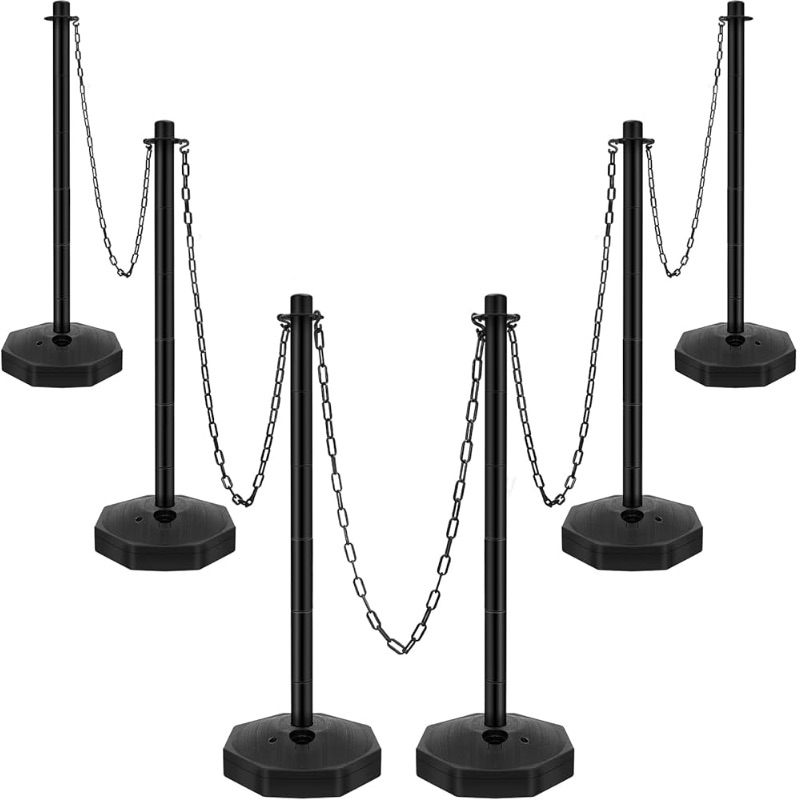 Photo 1 of ***FOR PARTS ONLY NON-REFUNDABLE ***
Black Plastic Stanchion Set Traffic Delineator Post Cones with Fillable Base 6.6 ft Plastic Chain 