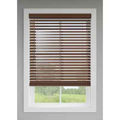 Photo 1 of **FOR PARTS ONLY NON-REFUNDABLE***
 Width 35-in x 64-in Cordless Walnut Faux Wood Room Darkening Horizontal Blinds