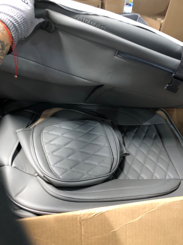 Photo 4 of Grey Car Seat Covers Front Seat, Universal Leather Seat Covers for Cars,Waterproof Car Seat Protector 