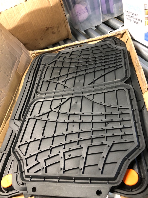 Photo 1 of Armor All 78840ZN 4-Piece Black Rubber All-Season Trim-to-Fit Floor Mats for Cars, Trucks and SUVs Black 4-Piece