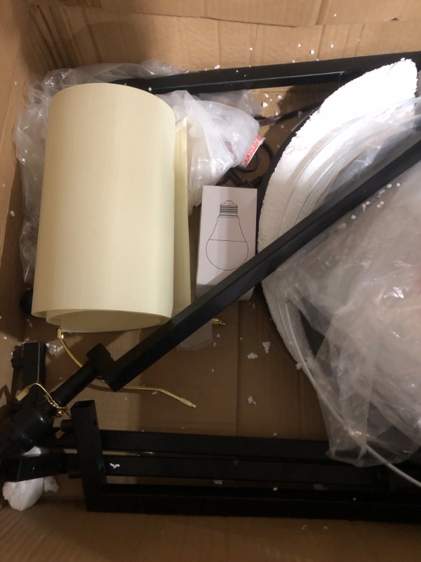 Photo 4 of ***USED*MINOR DAMAGE*PUT TOGEATHER BEFORE*POSSIBLE MISSING PIECES***
Floor Lamp End Table-Mid Century Modern Side Table with Drum Shaped Shade, LED Light Bulb Included, USB Charging Port and Storage Shelf by Lavish Home