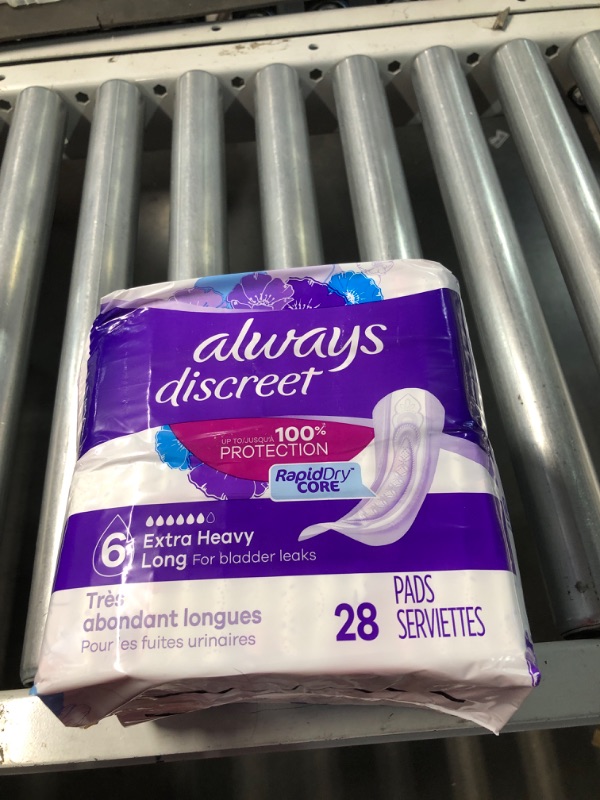 Photo 2 of Always Discreet Adult Incontinence Pads for Women and Postpartum Pads, Extra Heavy Long, 112 CT