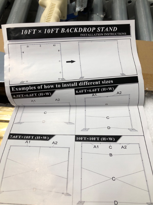 Photo 3 of  8FT x 8FT Backdrop Stand Heavy Duty with Base, Gold Portable Adjustable Pipe 