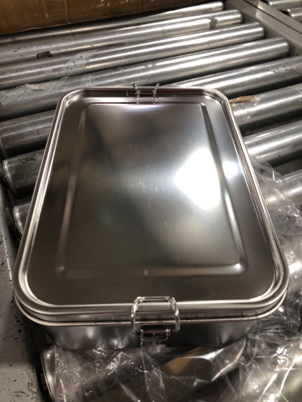 Photo 2 of 2 PCS Stainless Steel Bento Box 2400ml Metal Lunch Box Food Storage Containers Metal Lunch Container, Lockable Clips to Leak Proof, Reusable Dishwasher Safe Lunch Snack Boxes for Work, School