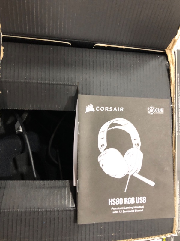 Photo 2 of Corsair HS80 RGB USB Premium Gaming Headset with Dolby Audio 7.1 Surround Sound (Broadcast-Grade Omni-Directional Microphone, Memory Foam Earpads, High-Fidelity Sound, Durable Construction) Carbon HS80 RGB USB Black