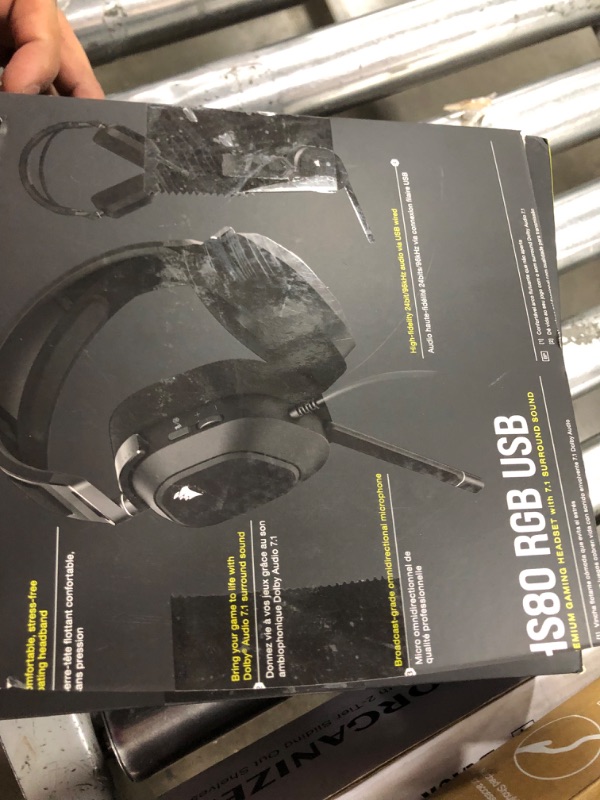 Photo 3 of Corsair HS80 RGB USB Premium Gaming Headset with Dolby Audio 7.1 Surround Sound (Broadcast-Grade Omni-Directional Microphone, Memory Foam Earpads, High-Fidelity Sound, Durable Construction) Carbon HS80 RGB USB Black