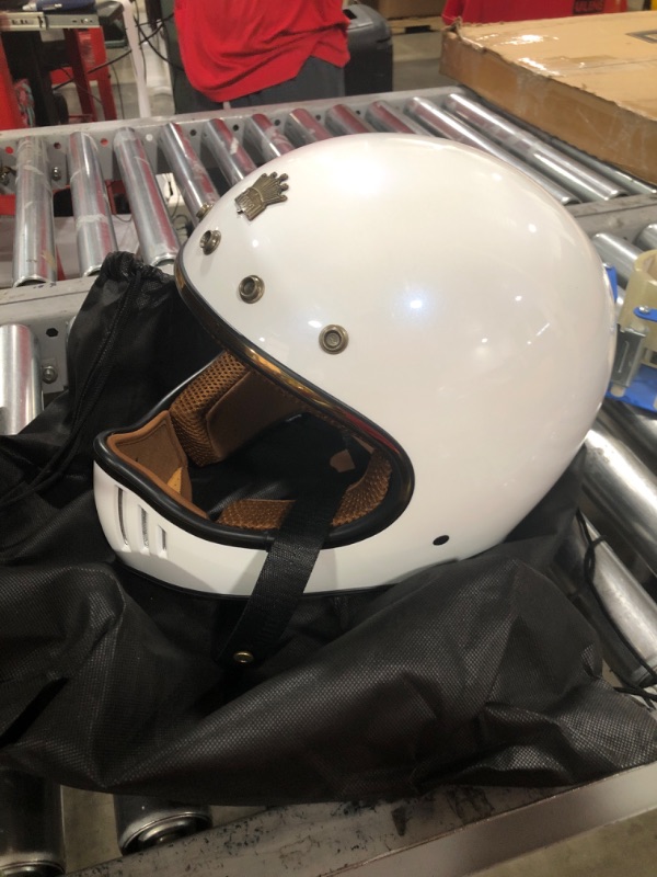 Photo 2 of ROYAL M141 Full face Motorcycle Helmet - DOT Approved - Unisex, Classic, Elegant Design (Gloss White, M) Gloss White Medium