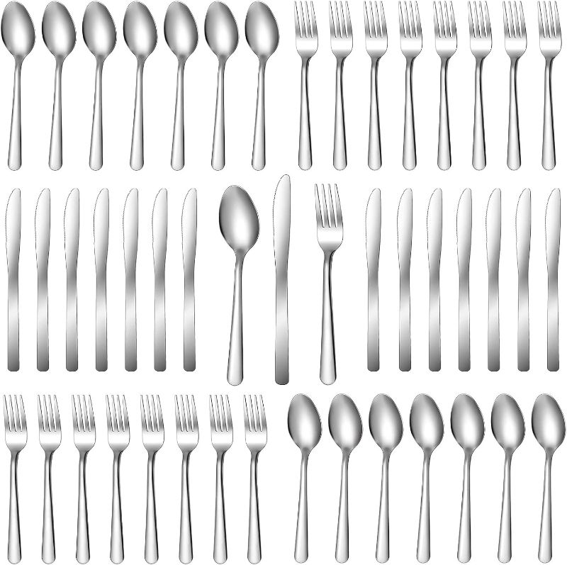 Photo 1 of 201 Pcs Silverware Bulk Set of 3 Cutlery Utensil Set Fork Knife and Spoon Set Mirror Polished Stainless Steel Silverware Set for Kitchen Restaurant Hotel, Service for 67 People
