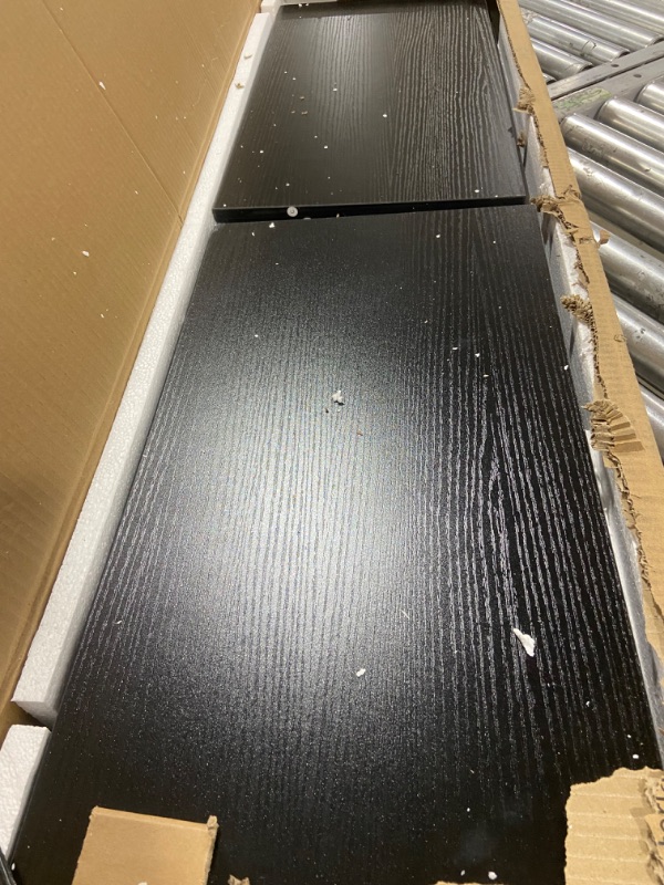 Photo 1 of ODK 6-Tier Ladder Shelf, 87 Inches Wall Mounted Ladder Bookshelf with Metal Frame, Open Industrial Shelves for Home Office, Bedroom and Living Room, Black 12"D x 24"W x 87"H Black