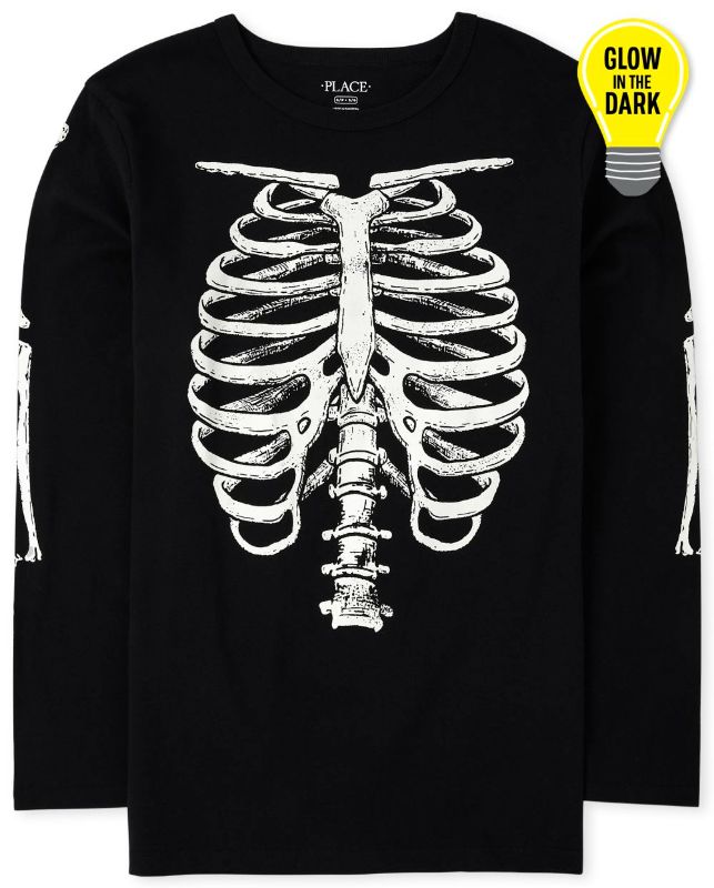 Photo 1 of [Size XL] The Children's Place Mens Matching Family Glow Skeleton Graphic Tee - Black - Xl
