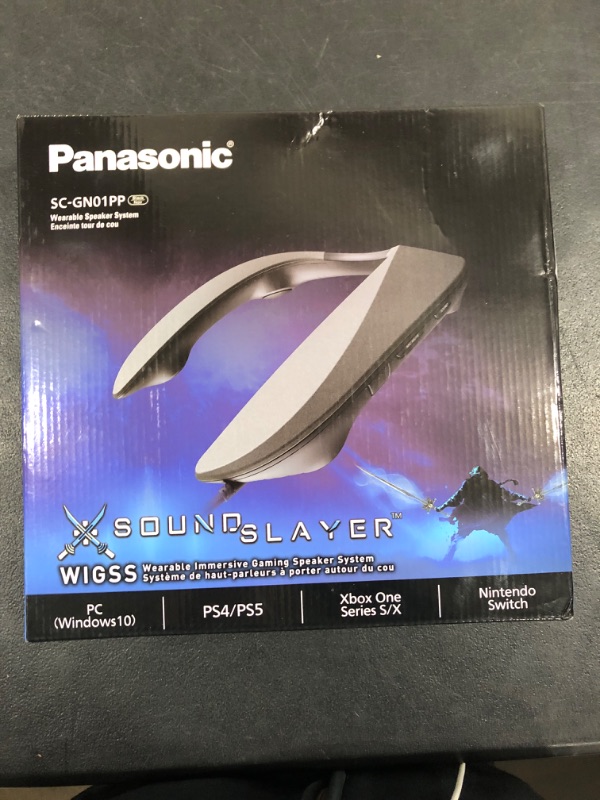 Photo 2 of Panasonic SoundSlayer Wearable Speaker System for Gaming, Movies and Music, Lightweight Neck Speaker with Built-in Microphone and Immersive, Dimensional Sound - SC-GN01 (Black) SoundSlayer SC-GN01PP