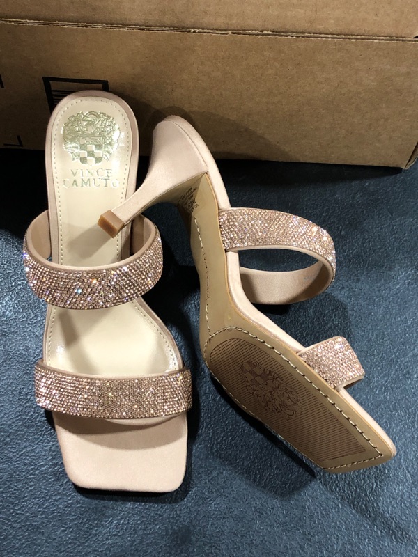 Photo 1 of (7) Vince Camuto Women's Square Toe Dress Sandal Heeled, Rose Gold 