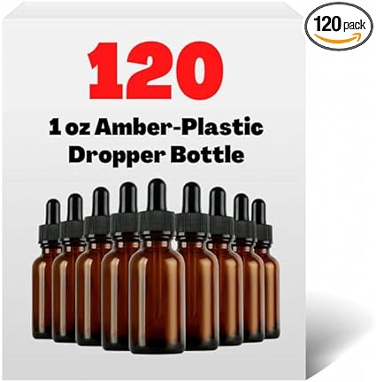 Photo 1 of 120 1oz Amber Plastic Dropper Bottle