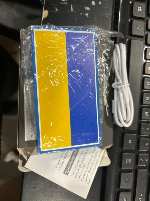 Photo 2 of Fast 10W Wireless Charging Pad - Wireless Phone Charger with Your Favorite Flag - Gift for Friends & Family (Ukraine Flag)