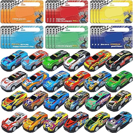 Photo 1 of AquaMonica Valentines Day Cards for Kids with Race Cars,24 Pack Valentines Cards with Racing Cars for Valentine Party Favors Gift,Ideal for Kids Gift Exchange, Classroom Events, and School Gifts