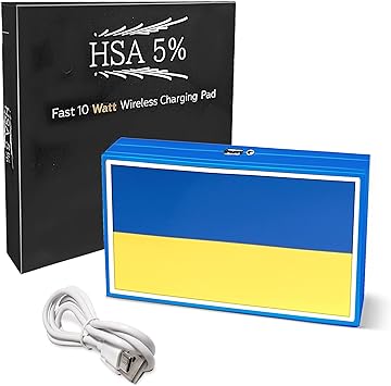 Photo 1 of HSA 5% Fast 10W Wireless Charging Pad - Wireless Phone Charger with Your Favorite Flag - Gift for Friends & Family (Ukraine Flag)