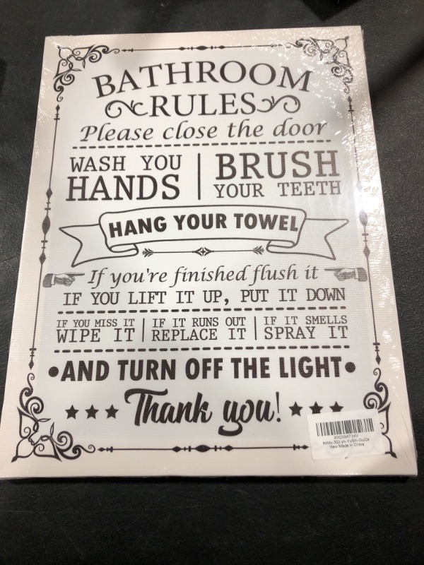 Photo 1 of BATHROOM RULES CANVAS ART 