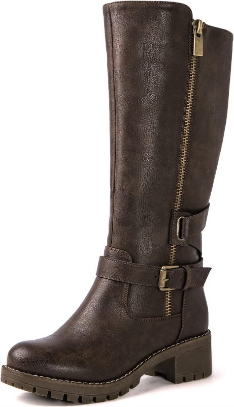 Photo 1 of GLOBALWIN Women's Chunky Low Heels Boots Knee High Boots For Women