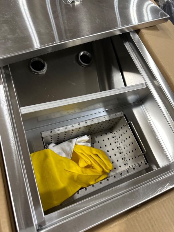 Photo 2 of IRONWALLS 35LBS 13GPM Commercial Grease Interceptor Trap Side Inlet with Dual Water Outlet, Stainless Steel Waste Water Oil-Water Separator Under Sink Grease Trap for Home Kitchen, Restaurant, Canteen 35 LBS Side Inlet