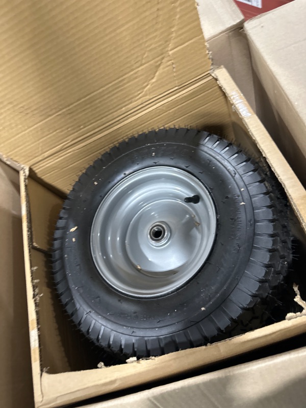Photo 2 of 16x6.50-8 Tire and Wheel, Replacement for Riding Lawn Mower, Garden Trailer & Lawn Tractor, 16x6.5-8 Tires on Rim Tubeless Front Tire Assembly with 3/4" Grease Bearings, 3" Offset Hub (2 Pack)
