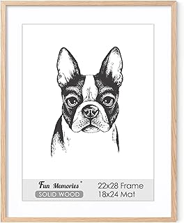 Photo 1 of 22x28 Wood Picture Frame, Large Poster Frame 22 x 28, 2 Pack Wood Frames 22x28 with Real Glass, 22x28 Frame with Mat for 18x24, Minimalist Wooden Frame Art Frame 22 by 28 Oak 22x28 - 2P