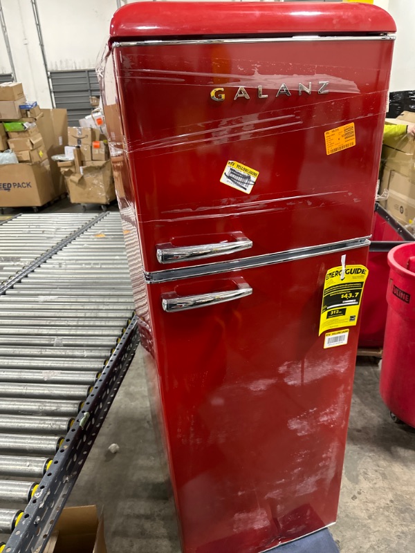 Photo 2 of 12.0 cu. ft. Top Freezer Retro Refrigerator with Dual Door True Freezer, Frost Free in Red
