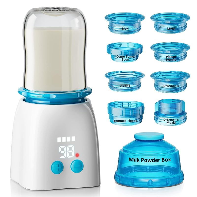 Photo 1 of Bottle Warmer, Portable Bottle Warmer with 8 Adapters, Cordless Travel Bottle Warmer with 5 Accurate Temperature Control, Rechargeable Baby Bottle Warmer for Breastmilk or Formula
