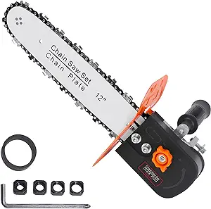 Photo 1 of 12" Chainsaw Attachment for Angle Grinder, Electric Chain Saw Converter Accessories for Wood Cutting Applicable Angle Grinder 5/8”-11 Thread ABOR M10 M12 M14