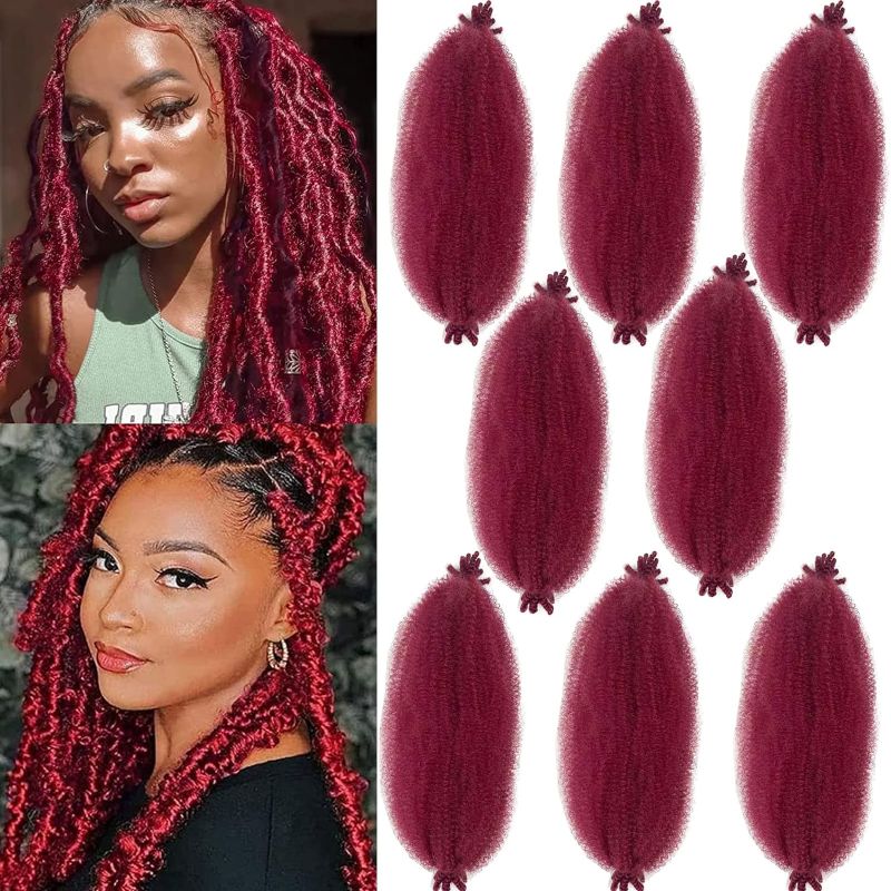 Photo 1 of 8 Packs Springy Afro Twist Hair 16 Inch Burgundy Marley Twist Braiding Hair Pre-Separated Spring Twist Hair for Soft Butterfly Locs Crochet Hair Marley Hair Extensions for Black Women(16 Inch, BUG#)
