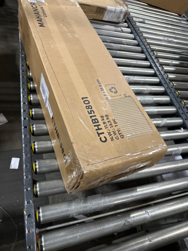 Photo 1 of MAHANCRIS Console Table, 62.2" Long Sofa Table Behind Couch, Narrow Entryway Table, Farmhouse Dining Table with Angled Metal Frame, Industrial Console Table for Entryway, Black CTHB15801