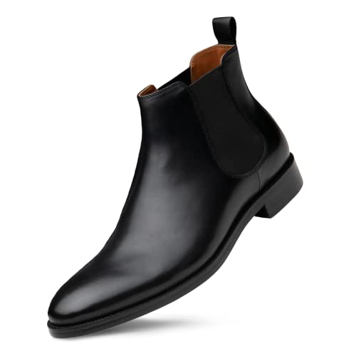 Photo 1 of Dunross & Sons Mens Boots. Chelsea Boots Men. Jayden Dress Boots for Men. Comfortable. Mens Gifts, Black Leather
 Size 10.5