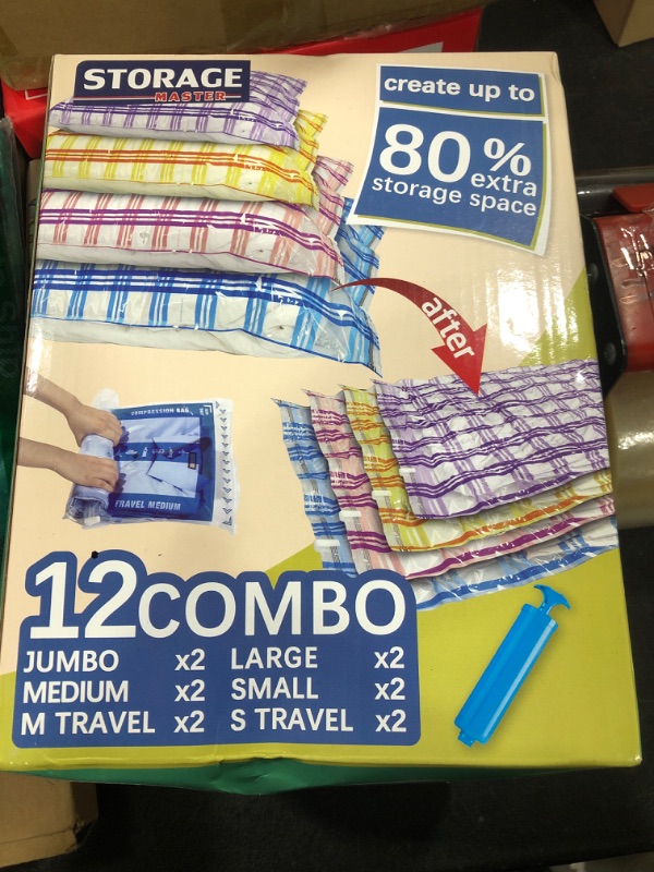 Photo 1 of 12 Space Saver Vacuum Storage Bags for Clothes, Airtight Vacuum Sealed Space Saver Bags for Clothes (12C) 12COMBO