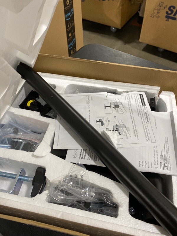 Photo 1 of ErGear Triple Monitor Mount Stand with USB Ports, Fully Adjustable Gas Spring 3 Monitor Arm Mount for Three Screens, Fits 27-inch Flat or Curved LCD Computer Screens up to 17.6lbs, Black