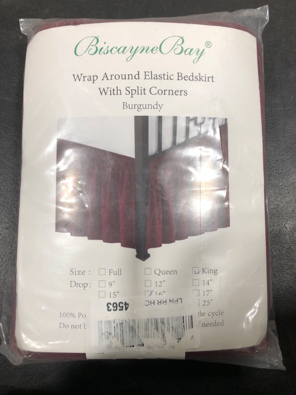 Photo 1 of 16" WRAP AROUND ELASTIC BEDSKIRT WITH SPLIT CORNERS BURGUNDY COLOR