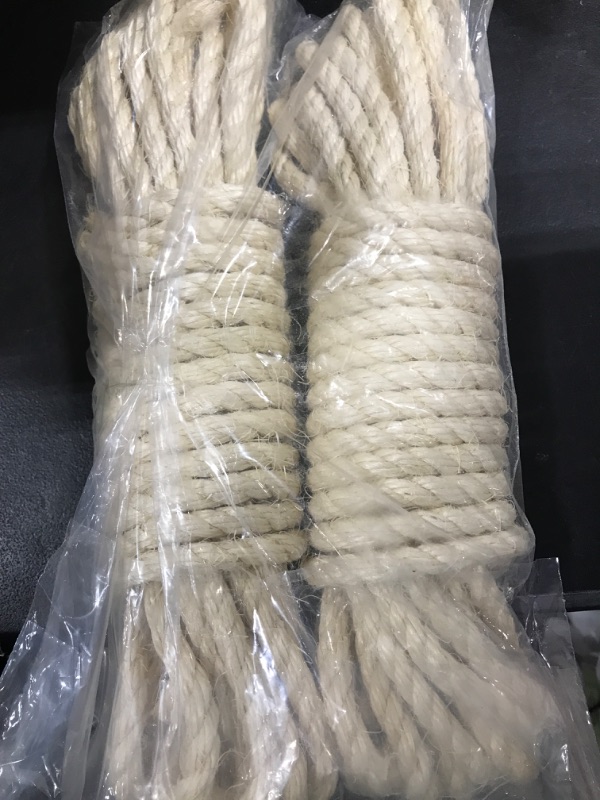 Photo 1 of 2 PCS Natural Sisal Rope for Cat Scratcher Posts Replacement - DIY for Furniture Recovery & Tree Repair - Eco-Friendly & Safe - 2x40ft for 80ft Total Length