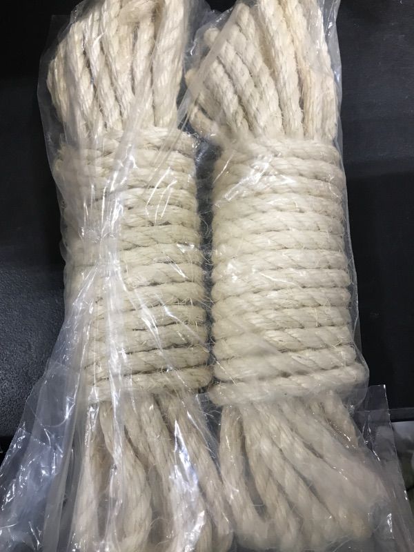 Photo 2 of 2 PCS Natural Sisal Rope for Cat Scratcher Posts Replacement - DIY for Furniture Recovery & Tree Repair - Eco-Friendly & Safe - 2x40ft for 80ft Total Length