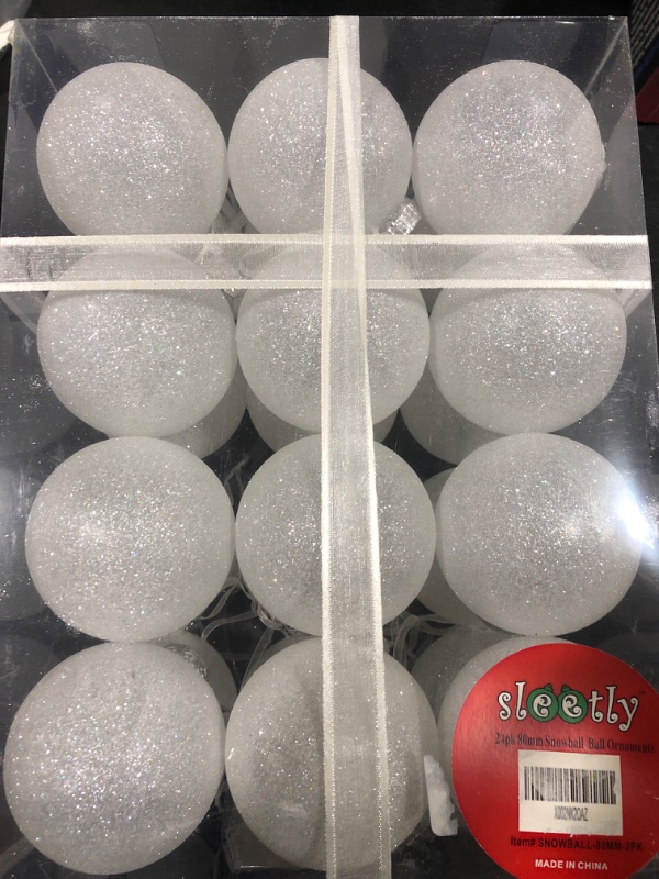 Photo 2 of 36pk White Christmas Ornaments Bulk Set for Christmas Tree Decorations - Shatterproof Plastic, 2.36 Inch Snowballs 2.36" 2 Sets