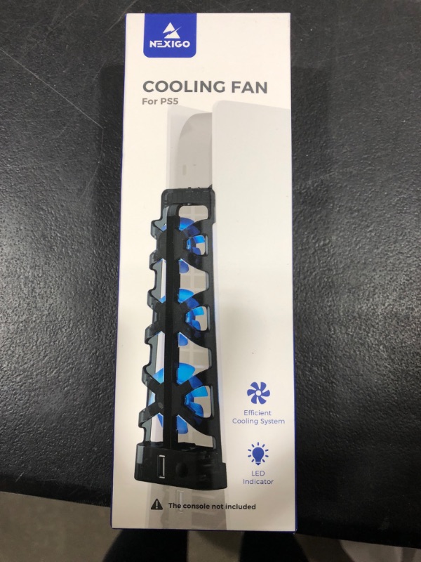 Photo 2 of NexiGo PS5 Accessories Cooling Fan [Auto On/Off] with LED Light, for Both Disc and Digital Editions, Efficient Cooling System, Compatible with Horizontal Stand