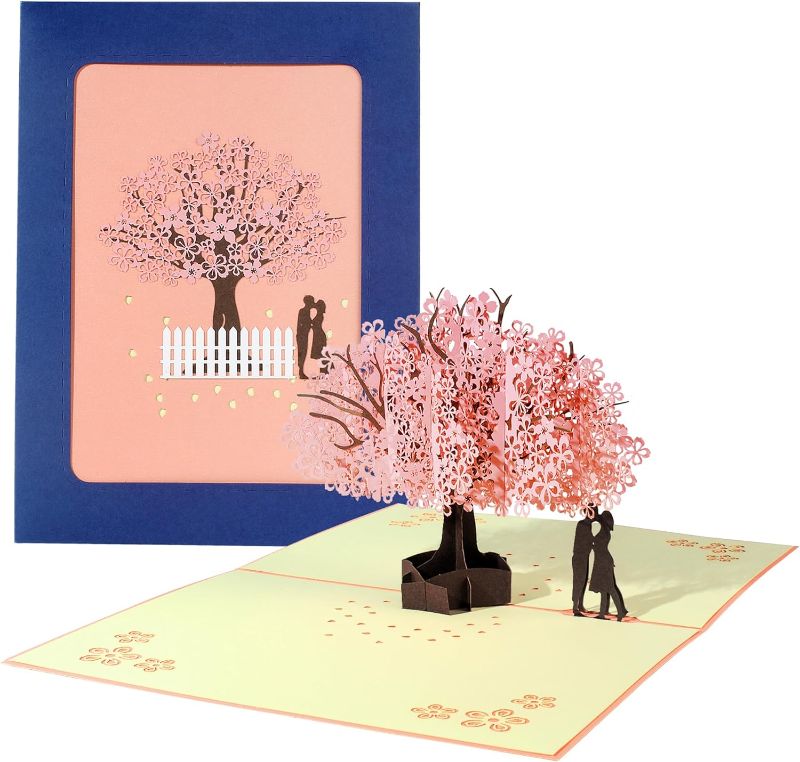 Photo 1 of 2 PACK  Pop-Up Cherry Blossom Tree Card, 3D Pop-up Greeting Cards, for Valentine's Day, Mothers Day, Fathers Day, Birthday, Anniversary, Graduation, Wedding, Size 7.87’‘ x 5.9’‘
