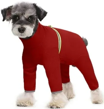 Photo 1 of [Size XL] Dog Winter Coat, Polar Fleece Dog Pajamas for Small, Medium Dogs Walking Hiking Travel and Sleep, Doggie Winter Thermal 4-Legged Onesie Jumpsuit- Purple