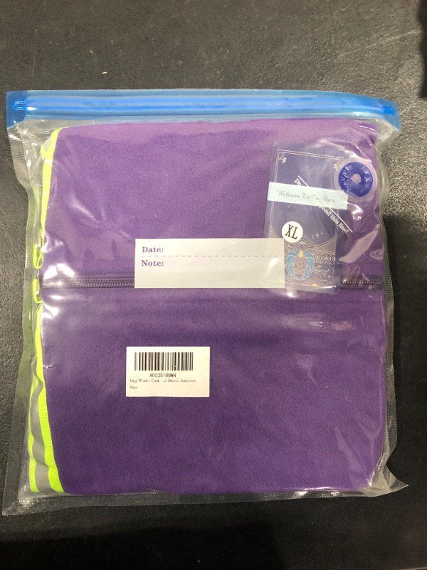 Photo 1 of [Size XL] Dog Winter Coat, Polar Fleece Dog Pajamas for Small, Medium Dogs Walking Hiking Travel and Sleep, Doggie Winter Thermal 4-Legged Onesie Jumpsuit- Purple