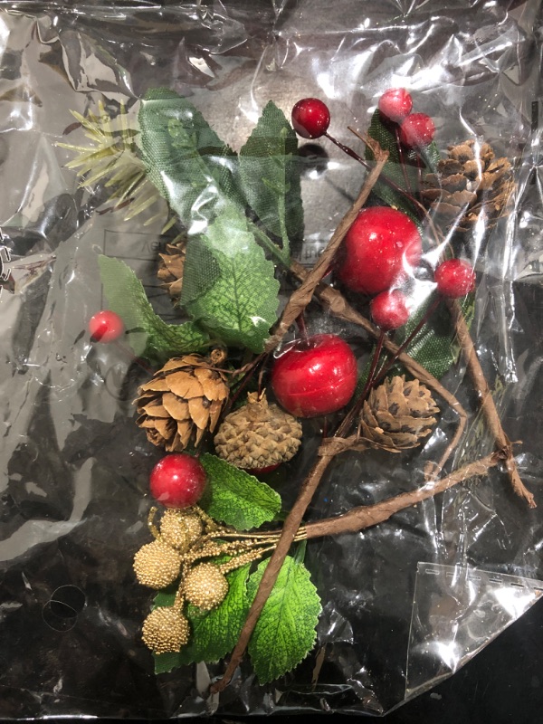 Photo 1 of 10 Pack- Holly Berry Branch Picks for Floral Arrangements