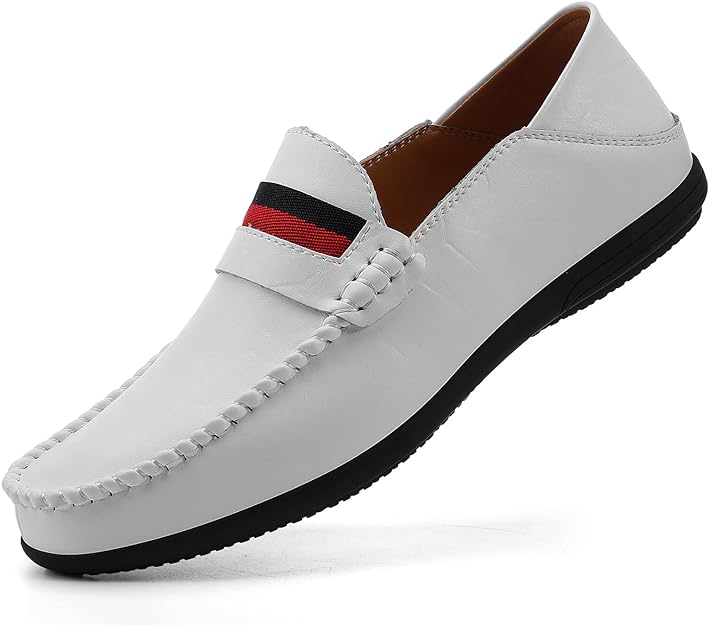 Photo 1 of [Size 7.5] VANDESK Loafer Premium Genuine Leather Men's Casual Shoes Slip Penny Loafers for Men Lightweight Driving Boat Shoes White Dress Shoes
