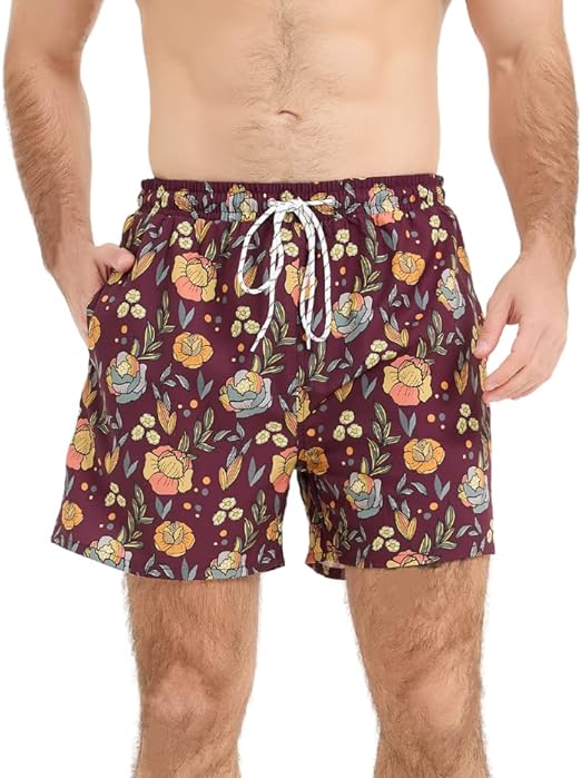 Photo 1 of [Size 3XL] LUIGRAD Mens Swim Trunks with Mesh Lining 4 Way Stretch Swimming Trunks for Men with Pockets Quick Dry Floral Shorts
